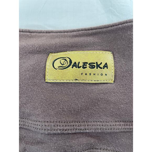 Daleska Fashion High Waisted Button Fly Lace Pocket Pants Brown Size L Women - Picture 3 of 9